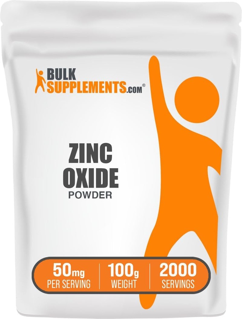 BulkSupplements.com Cinkov oksid v prahu - Cinkov oksid dopolnilo, Mineral dopolnilo za imuno podporo - Gluten Free, 50mg na serviranje, 250g (8.8 oz) (Pack of 1)