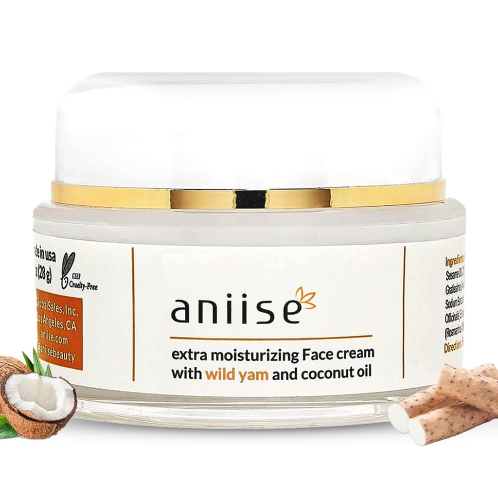 Divji Yam Extra vlažilna krema za obraz s kokosovim oljem - Wild Yam Cream za Menopause & Menstrual Relief - Stabilizes Hormone Levels - Anti-Aging Cream za zelo suho kožo - 1 oz