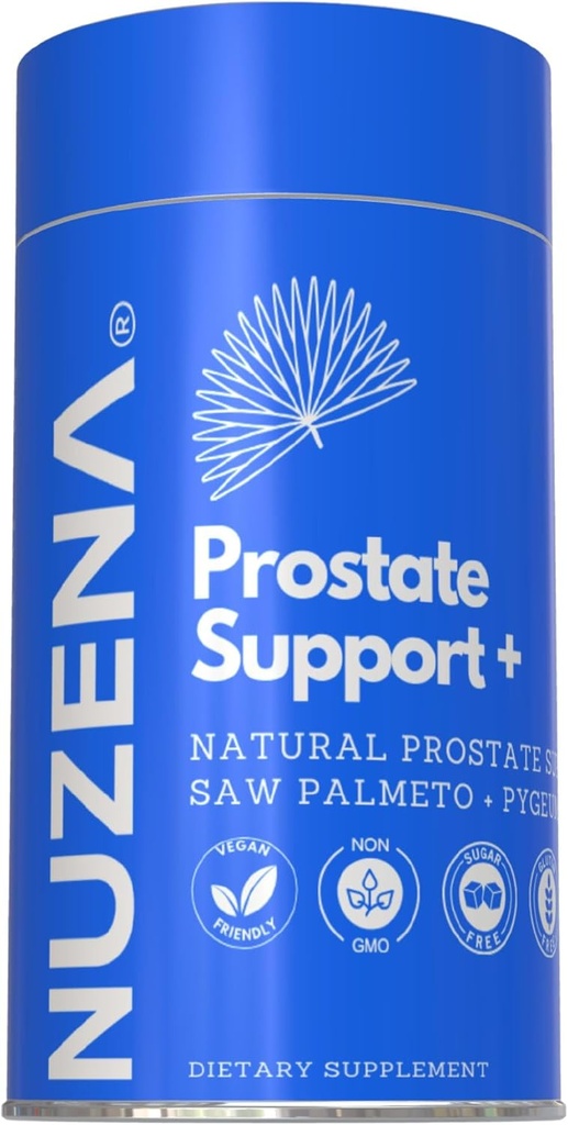 Nuzena Prostata Support +, Napredna Formula z žago Palmetto, Juniper Berries in Quercetin Extracts za pomoč moškim podporo razširjene prostate, Made in USA (60 kapsul)