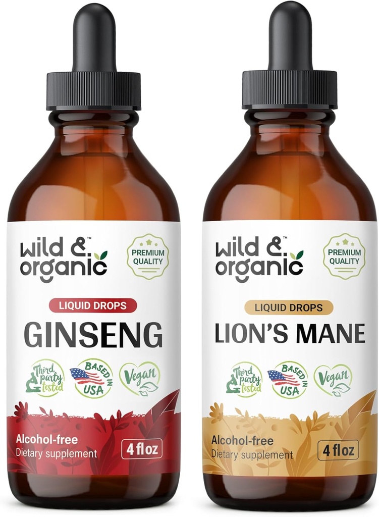 Divja in organska ginseng tinktura 4 fl oz & levja tinktura 4 fl oz