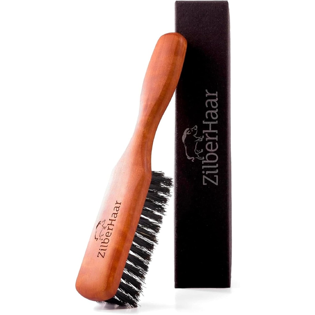 Brada Brush z ZilberHaar - Stiff Boar Bristles za moške Grooming - ravna in spodbuja rast - deluje z oljem in balzamom - za bradate komplete - 6 palcev dolga