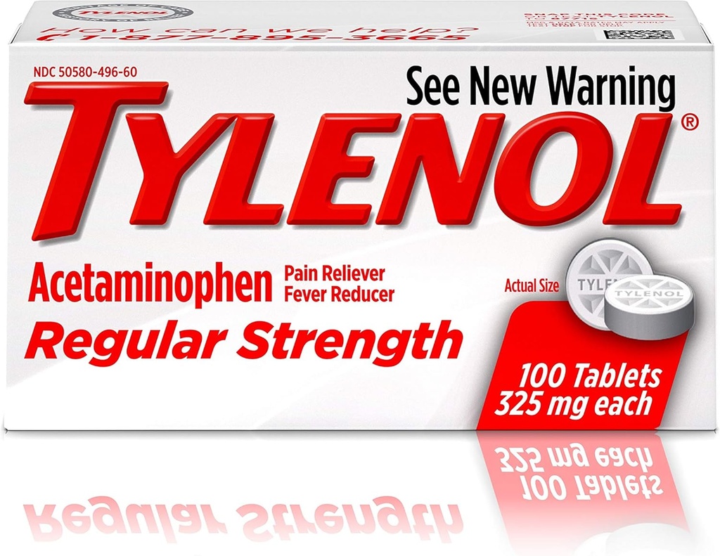 Tylenol Reg Strngth 100'S Velikost 100ct Tylenol 325 Mg Redna moč bolečina Reliever