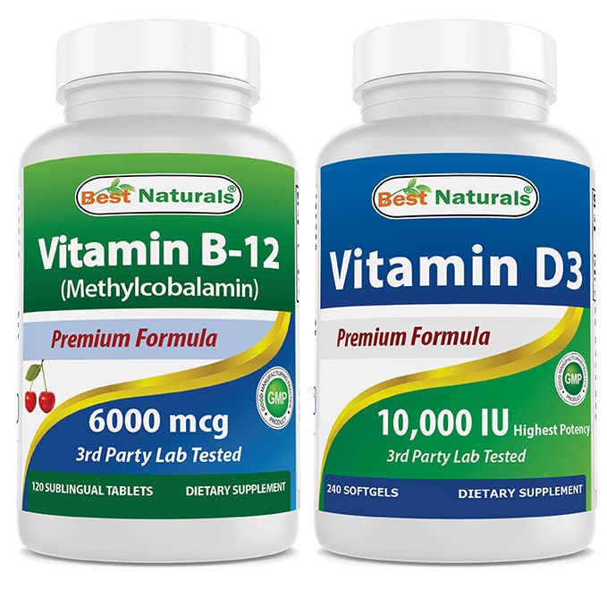 Best Naturals Vitamin B12 6000 mcg & Vitamin D3 10000 i.e.