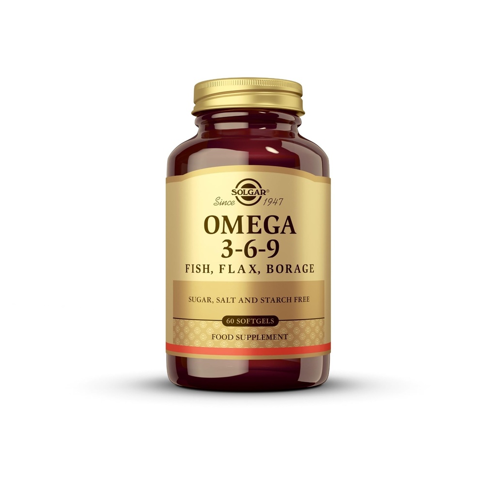 Solgar 1300 mg Omega 3-6-9-60 Softgels - Podpora za skupno zdravje in zdravje kože - Ne-GMO, Gluten brezplačno - 20 Serving