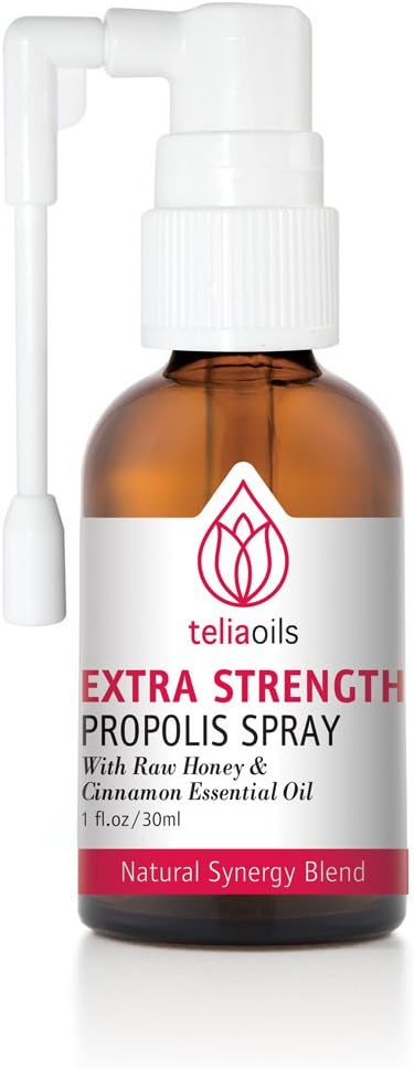 Teliaoils Propolis Spray Body's Defense Support, Pomirjanje kašelj & boleče grlo, pomoč draženje ust, prehladi, 100% naravno, z medom & Cinamon Essential Oil.