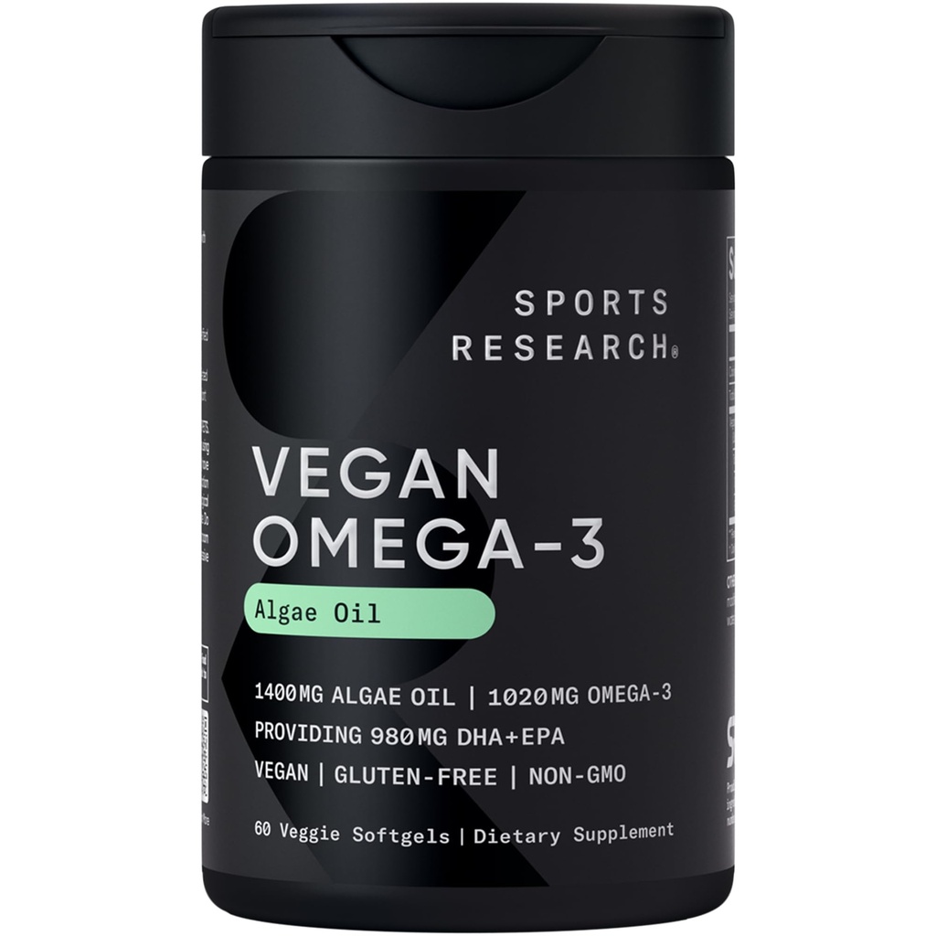 Športne raziskave Vegan Omega-3 Ribje olje Alternativna iz Algae Oil - Najvišje stopnje Vegan DHA & EPA Maščobne kisline 