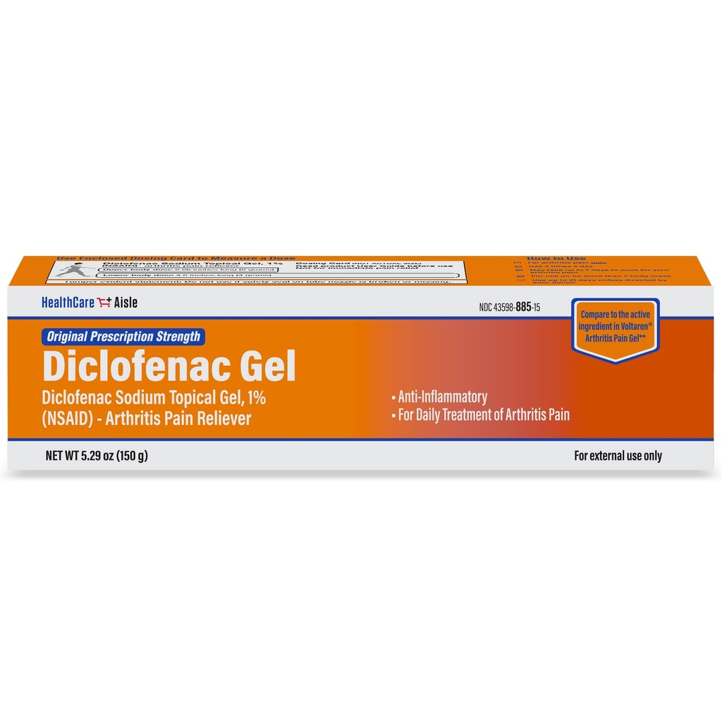 HealthCareAisle Diklofenac Gel, 1%, Artritis Pain Relief - 150 g tuba - Original Predpisovanje Moč (NSAID)