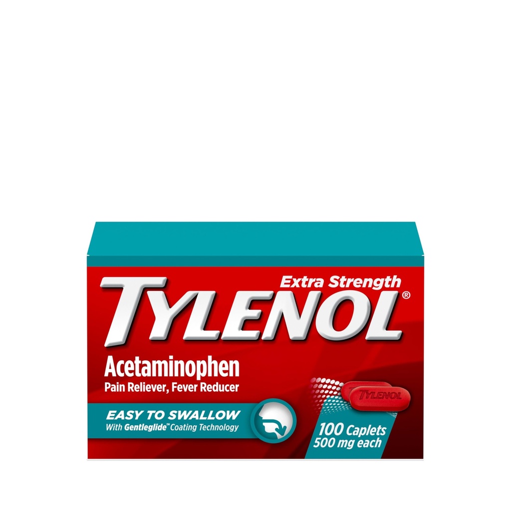 Tylenol Extra Jakost Enostavno pogoltniti acetatfen, Bolečina Reliever in zvišana telesna temperatura reduktor Obloženi Kapleti za odrasle z Gentleglid tehnologijo, 500 mg ekstra moč acetatfen, 100 ā