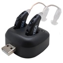 Digitalni slušni ojačevalniki - Polnilni Premium BTE osebni zvočni ojačevalnik Par z USB dokom, za ušesom izboljšanje naprave z dolgo trajno baterijo življenje, črna