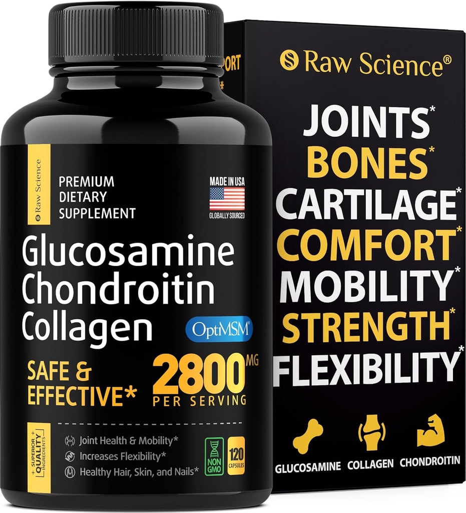 Glukozamin Chondroitin MSM kapsule - dodatek za skupno podporo za odrasle, 2800 mg vitamini s trojno jakostjo: glukozamin HCL, hondroitin sulfat z OptiMSM - zmanjša skupno nelagodje, 120 kapsul