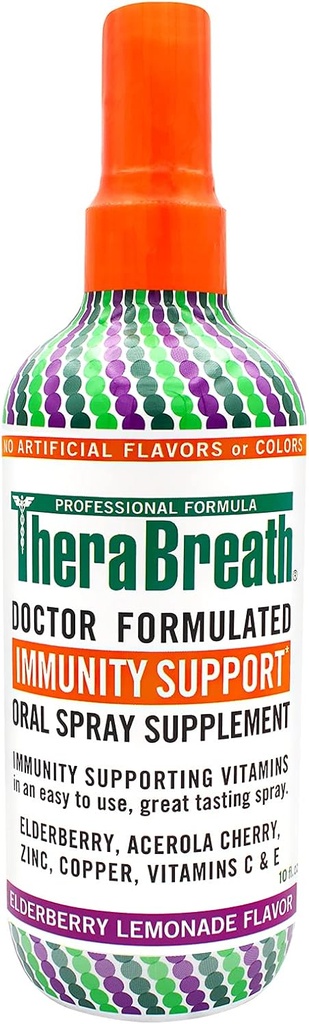 TheraBreath Immunity Support Zdravnik Oblikovan ustno Spray dodatek, Elderberry Lemonade, 10 Ounce