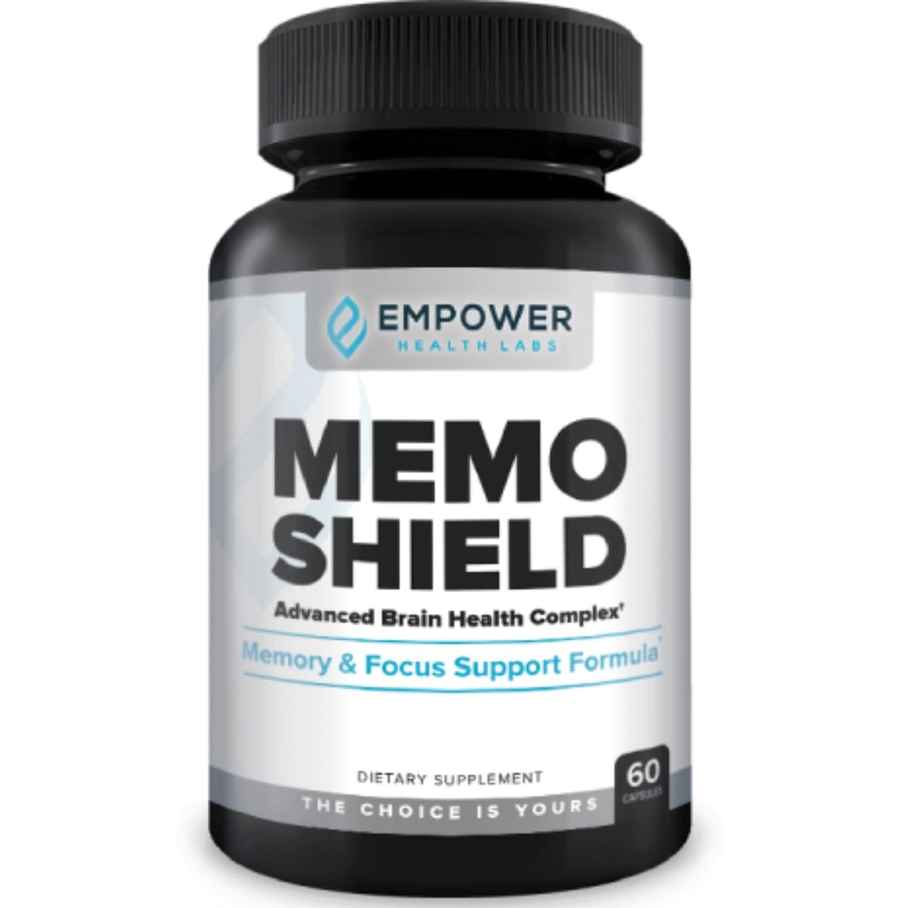 MemoShield Brain Health Supplement – Advanced Memory Support with Lion's Mane, Bacopa Monnieri in Ginkgo Biloba – Cognitive Function and Brain Health Formula – 60 kapsul