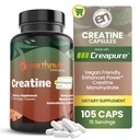 EarthNutri Kreatin monohidrat Kapsule - mikronizirane za boljšo absorpcijo - podpira mišično moč, moč in regeneracijo - 105 kapsul (5000 mg na odmerek, 7 kapsul)