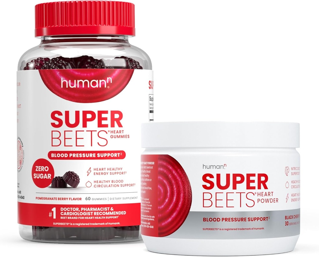 Humann SuperBeets Heart Gummies Nič sladkorja in črna češnja v prahu