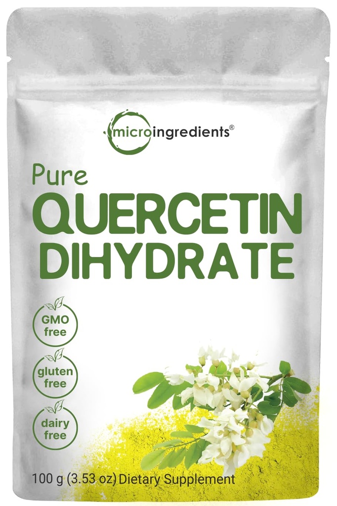 Pure Quercetin Dihidrat v prahu, Quercetin 500mg na postrežbo, 100 Grams, Najbolj biorazpoložljiva stopnja in polnilo brezplačno, močan antioksidant podpira energijo, imunski sistem, Ni GSO in Vegan