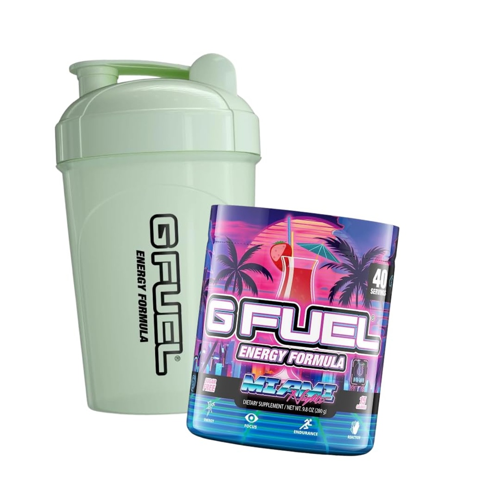 G Fuel Miami Nights Jagoda Pina Colada Aromatizirana igra + G Fuel Glow-In-The-Temni Shaker steklenica