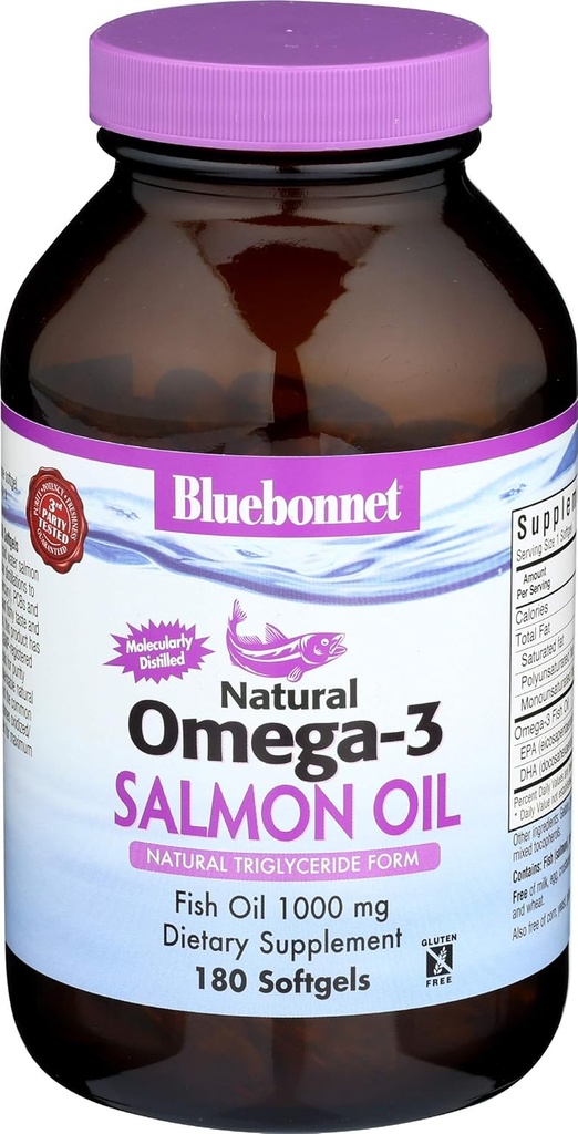 Omega-3 (Salmonsko olje) 180 SoftGels, 1000 mg - Bluebonnet