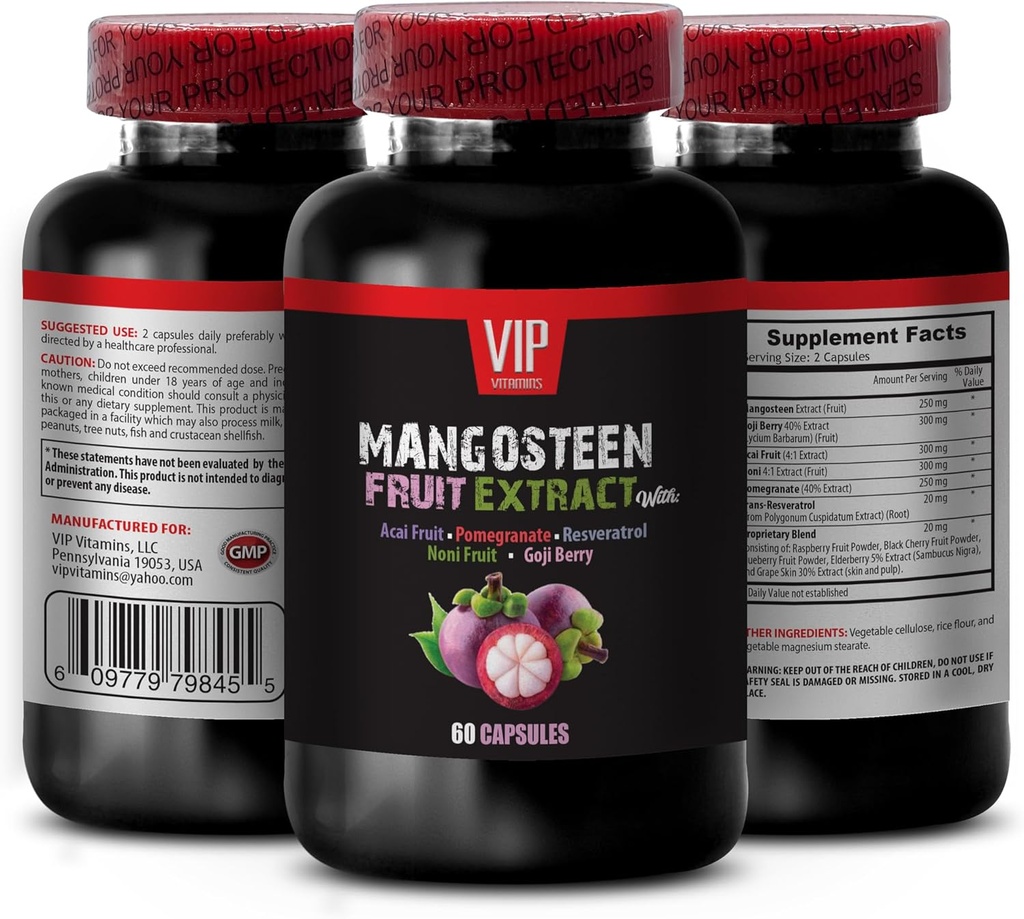 povečanje moči možganov in spomina - MANGOSTEEN SADJE IZVLEČEK Z ACAI SADJE, POMEGRANAT, RESVERATROL, NONI SADJE, GOJI BERRY, Mangosteen dodatki, antioksidanti dopolnila za ženske, 1 steklenica 60 kapice