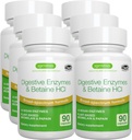 Igennus Fast Action Prebavni encimi in betain HCl, 10 Širok spekter Encimi s Proteazo, Lipase & Lactase, Papain & Bromelain, rastlinsko-bazen Vegan, čista nalepka, za ženske in moške, 6 Pack