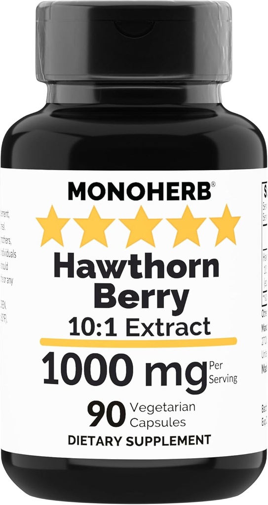 MONOHERB Hawthorn Berry Extract 1000 mg - 90 vegetarijanskih kapsul