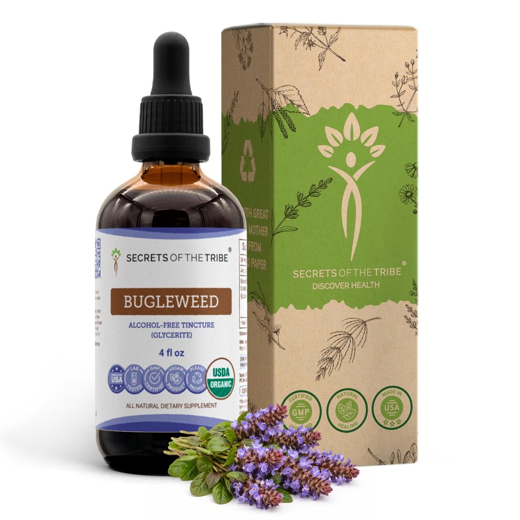 Skrivnosti Tribe Bugleweed Tinkture brez alkohola tekoči ekstrakt, USDA organski Bugleweed (Lycopus Virginicus) Suhi Herb (4 FL OZ)
