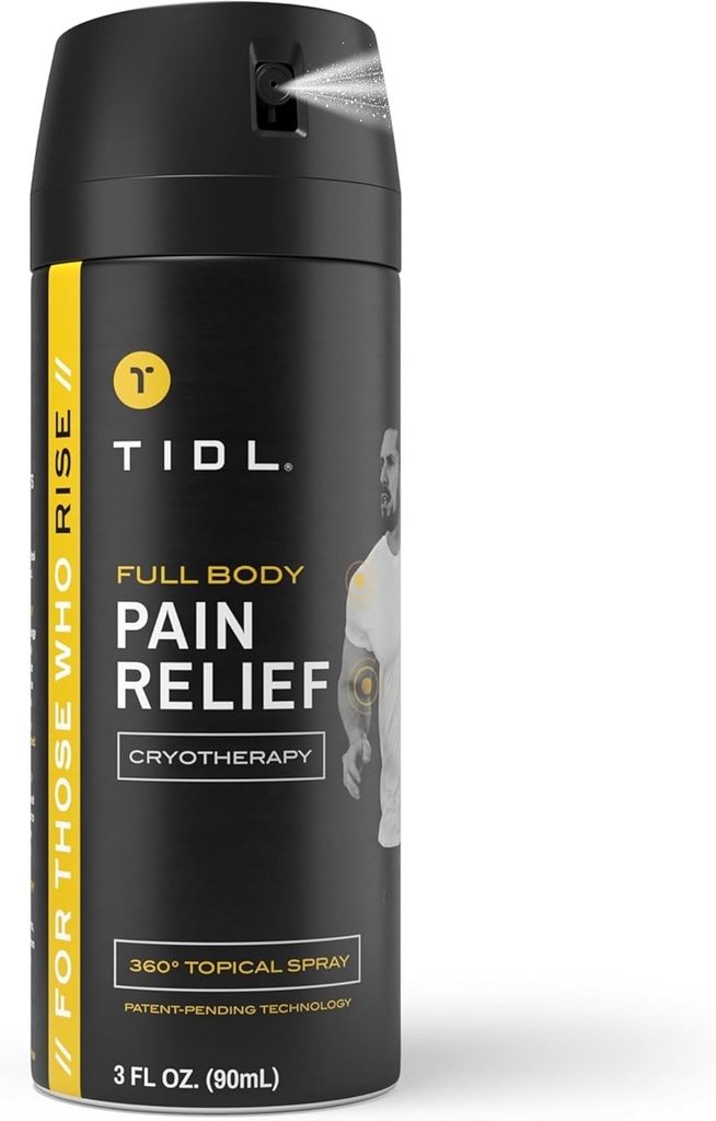 TIDL Cryotherapy Pain Relief Spray, 3 Oz, Ciljna bolečina v vratu, Joint & Mišična bolečina Relief, Organic, Rastlinski menthol, Takojšnje hlajenje za artritis, Bolečina v hrbtu in kolenu