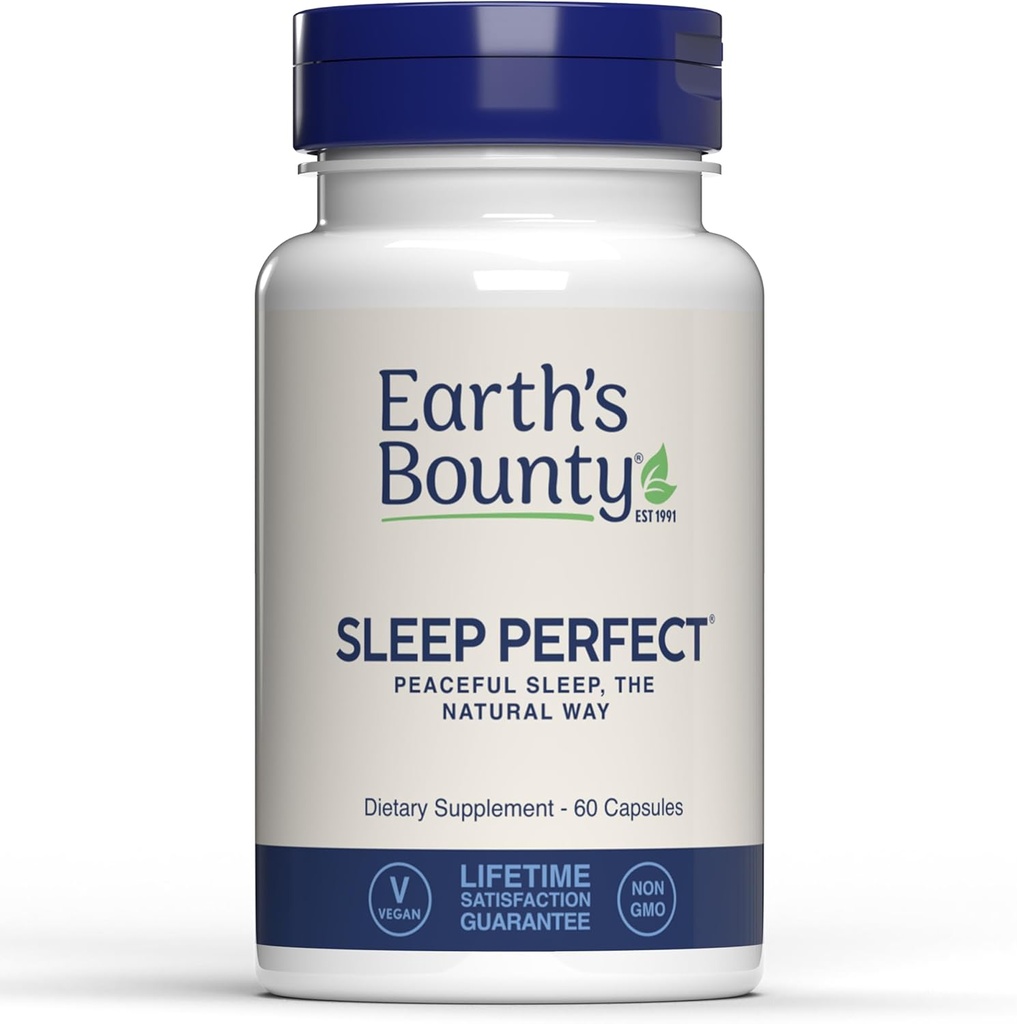 Zemeljski Bounty Sleep Perfect - Natural Sleep Aid- Made w/Herbal Extracts in L-teanin - No Grogginess - 60 Count