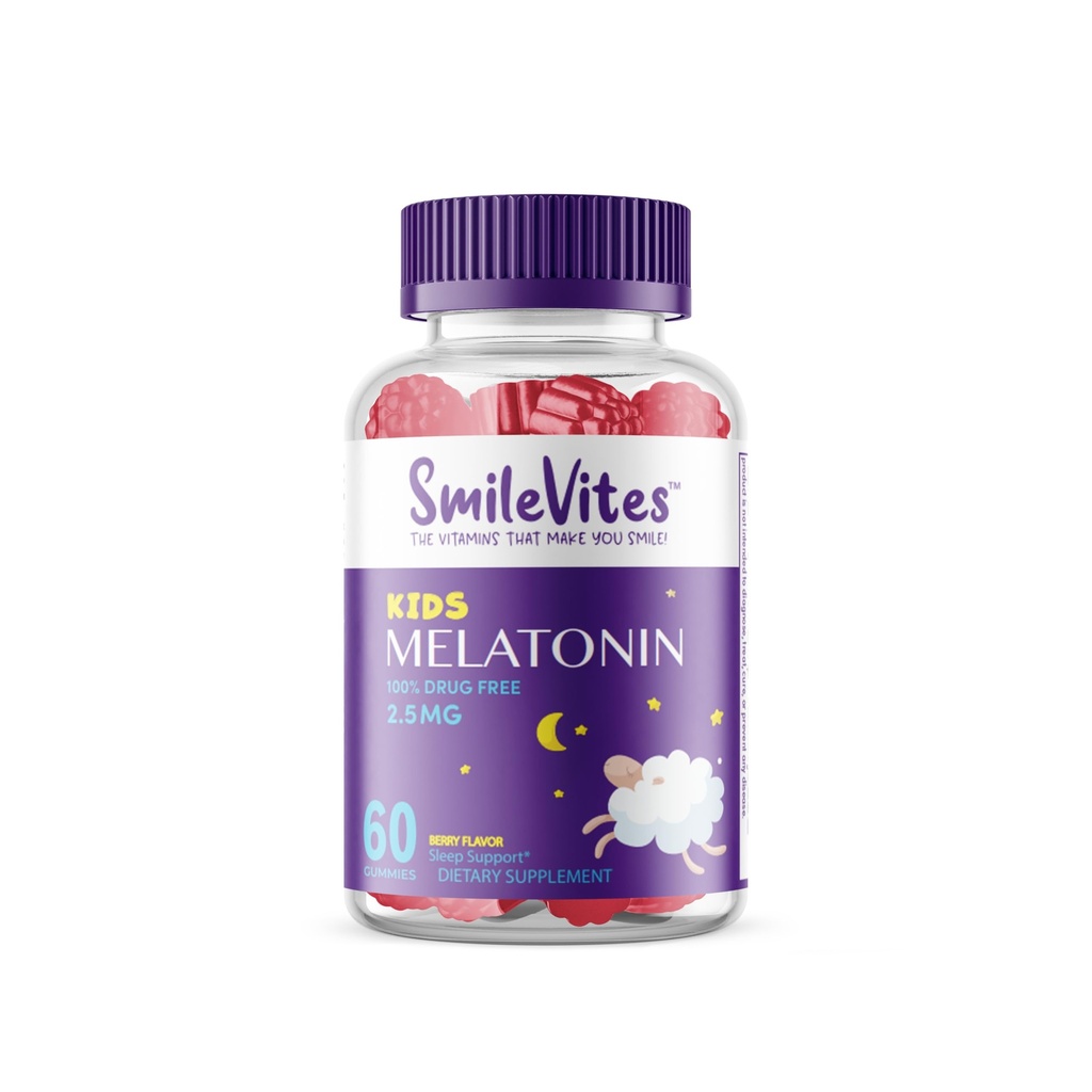 Children's Melatonin Gummies 2.5mg | 100% Drug-Free Sleep Aid | Non-Habit Forming | Supports Restful Sleep & Regular Sleep Cycle | Natural Ingredients | Berry Flavor | 60 Count