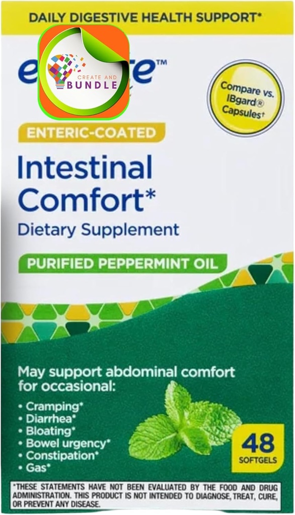 Equate Peppermint Oil Softgels, 48 Count - Prehranska dopolnila za izboljšano prebavno zdravje, Natural Peppermint Extract, Podpira gastrointestinalni Comfort + Ustvari nalepka