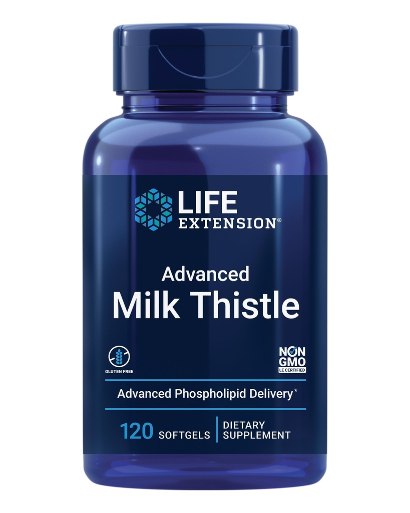 Life Extension Advanced Milk Thistle, Jetra Health Supplement, Jetra Detox, Cell Division, Silymarin, Silibin, biorazpoložljiv, Gluten Free, Non-GMO, 120 mehkih gelov