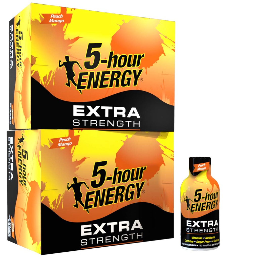 5-urni energijski shot, dodatna moč Breskov mango, 1,93 Ounce, 24 Štetje