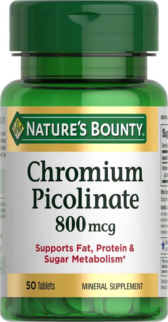 Bounty krom pikolinat narave, podpira maščobe, beljakovine in sladkor Presnova, mineralna dopolnila, 800 mcg, 50 tablet