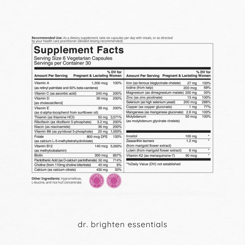 Dr. Brighten Prenatal Plus in ženske probiotične nosečnosti podpora paket - Vitamini, Minerali, Probiotiki, Prebiotiki, in antioksidanti za nosečnice ali doječe matere, Non-GMO Vegan, No Gluten