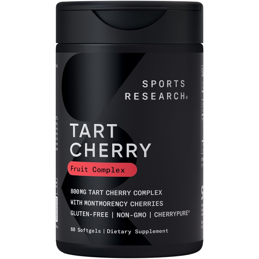 Športne raziskave Kapsule Tart Cherry - narejene iz češnje Montmorency Tart - brez GMO & Gluten - 60 tekočih softgels