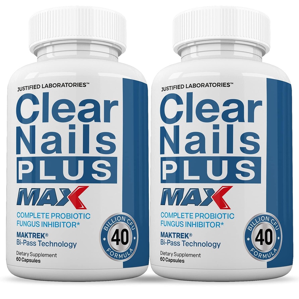 Upravičeni Laboratories (2 paket) Clear Nails Plus Max tablete 40 milijard CFU probiotik podpira močno zdravo las kože Nails 120 kapsul