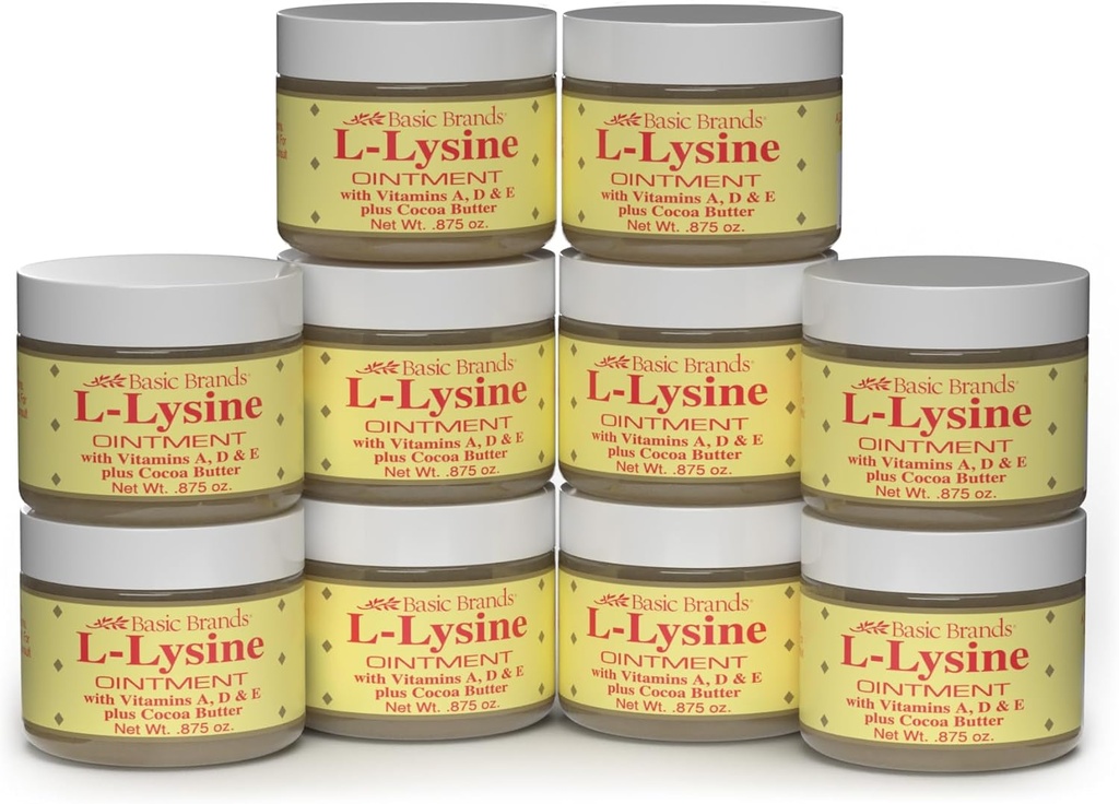 Osnovne blagovne znamke - L-Lysine Mazilo - 0,875 oz - Lizine Cold Sore Treatment in Bliss Relief - Soothes Chapped Lips and Suho kožo – 10-Pack