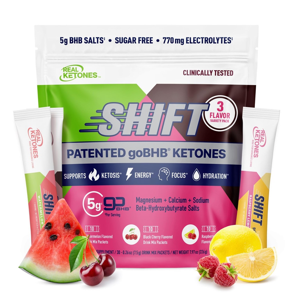 Real Ketones BHB Eksogene Ketones Drink Mix Packets Keto Elektroliti Powder Packets No Sladkor s 4 glavnim napenjanjem Elektroliti Plus Hidrating Patented Keto BHB - 30 Count Variety Pack