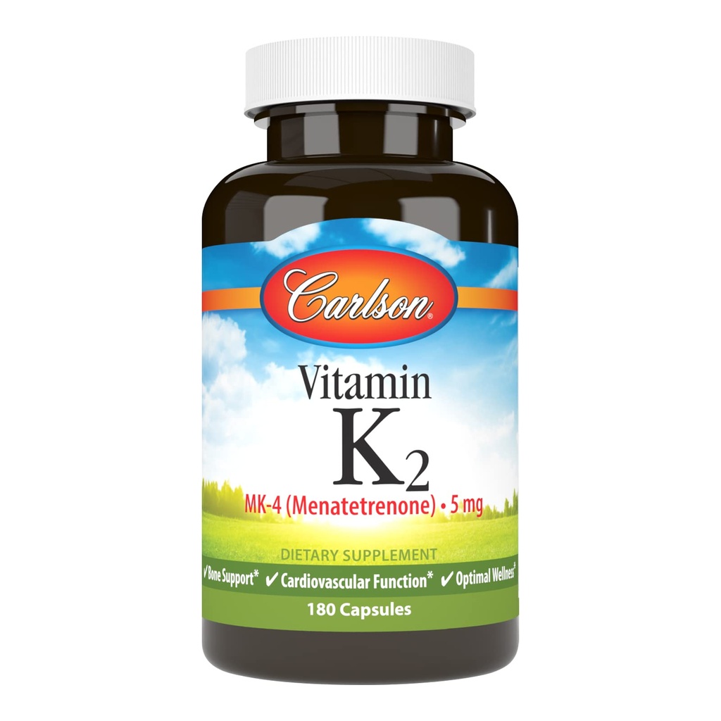 Carlson - vitamin K2 MK-4 (Menatetrenon), 5 mg, dodatek vitamina K, podpora kosti, K2 Vitamin, brez soje, vitamin K-2, 180 Kapsule