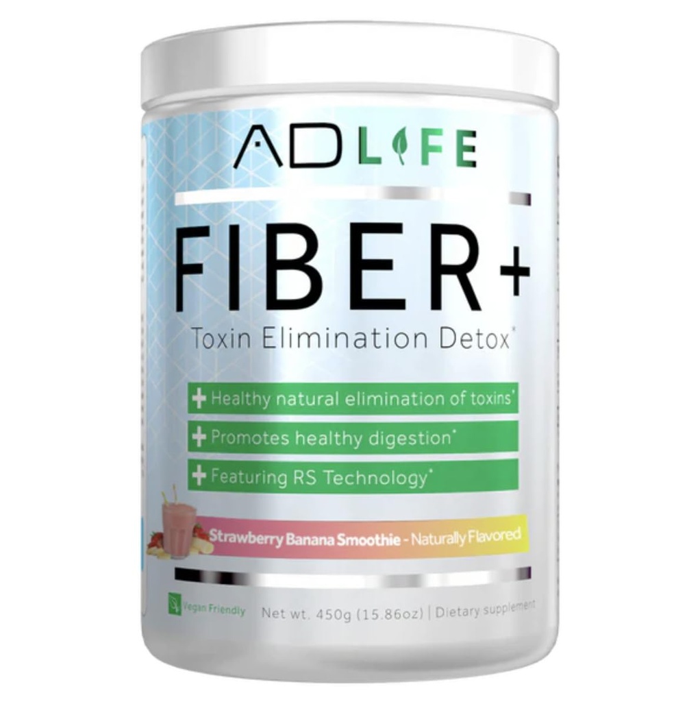 Projekt AD Fiber+ Vegan Fiber Supplement Powder, Podpira Gut Zdravje in prebavna regularnost (Strawberry Banana, 16,4 oz)