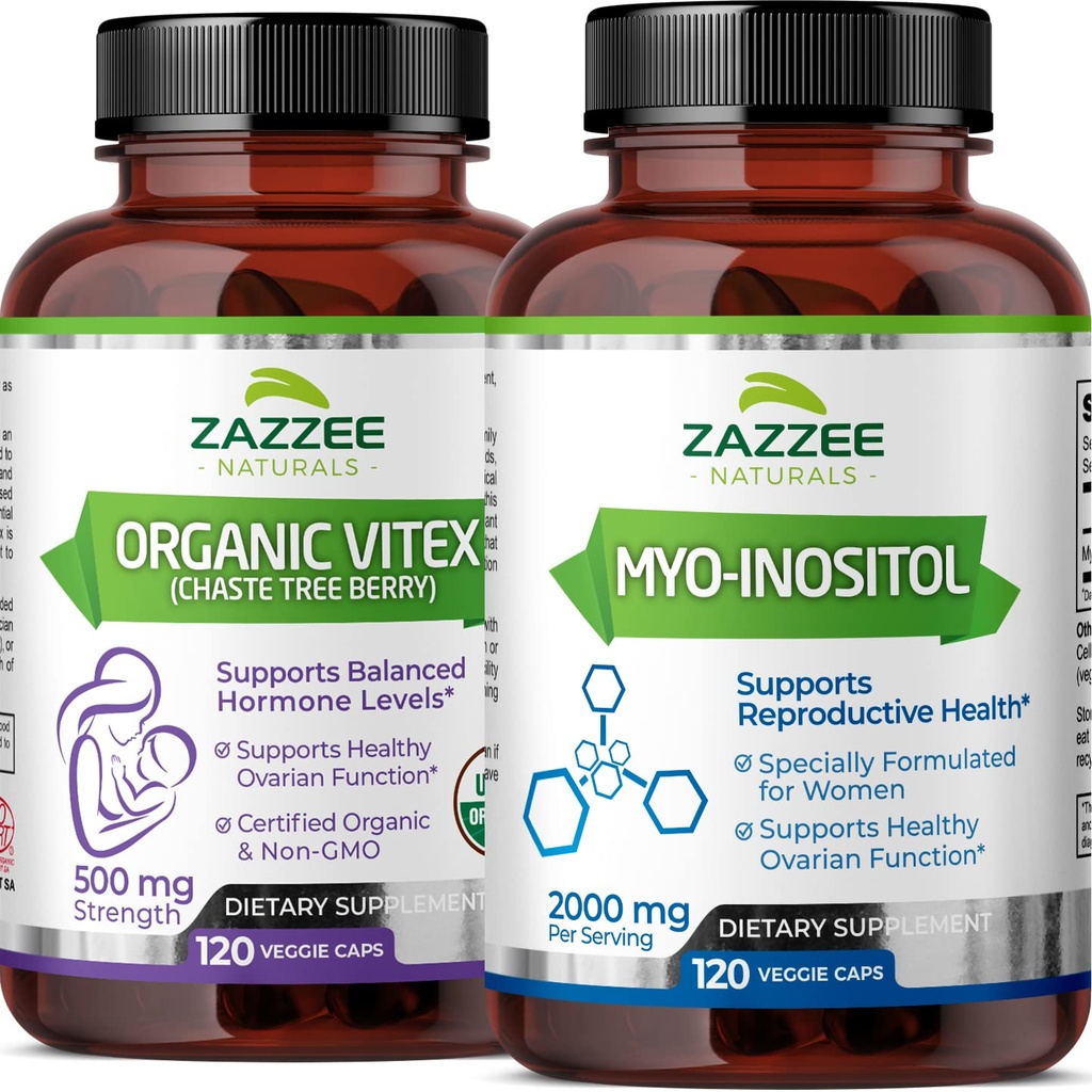 Zazzee Myo-Inositol Kapsule in USDA organske viteks kapsule, veganske, ne-GMO in vse naravne