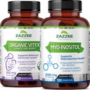 Zazzee Myo-Inositol Kapsule in USDA organske viteks kapsule, veganske, ne-GMO in vse naravne