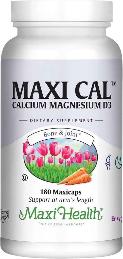 Kalcij 1000 mg dodatek z vitaminom D3 (1000 i.e.) in magnezijem (500 mg) - podpora za kosti, zobe in sklepe za moške in ženske - 180 kapsul - Maxi Cal by Maxi Health