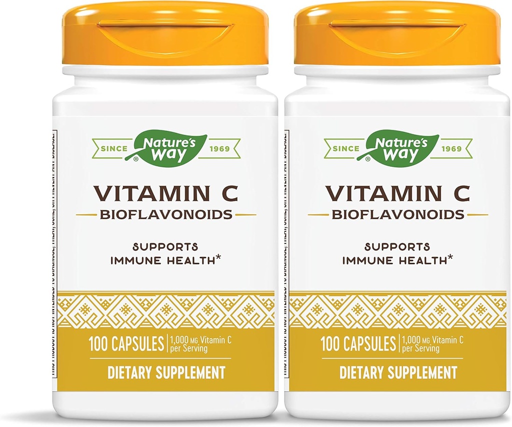 Naravna pot Vitamin C 500 mg z bioflavonoidi, 1000 mg vitamina C na odmerek, 100 kapsul, pakiranje po 2