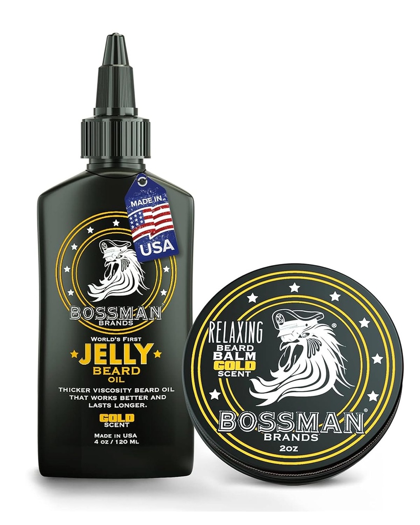 Bossman želeno olje za moške & Brada Balzam za moške Combo - Gold Scent