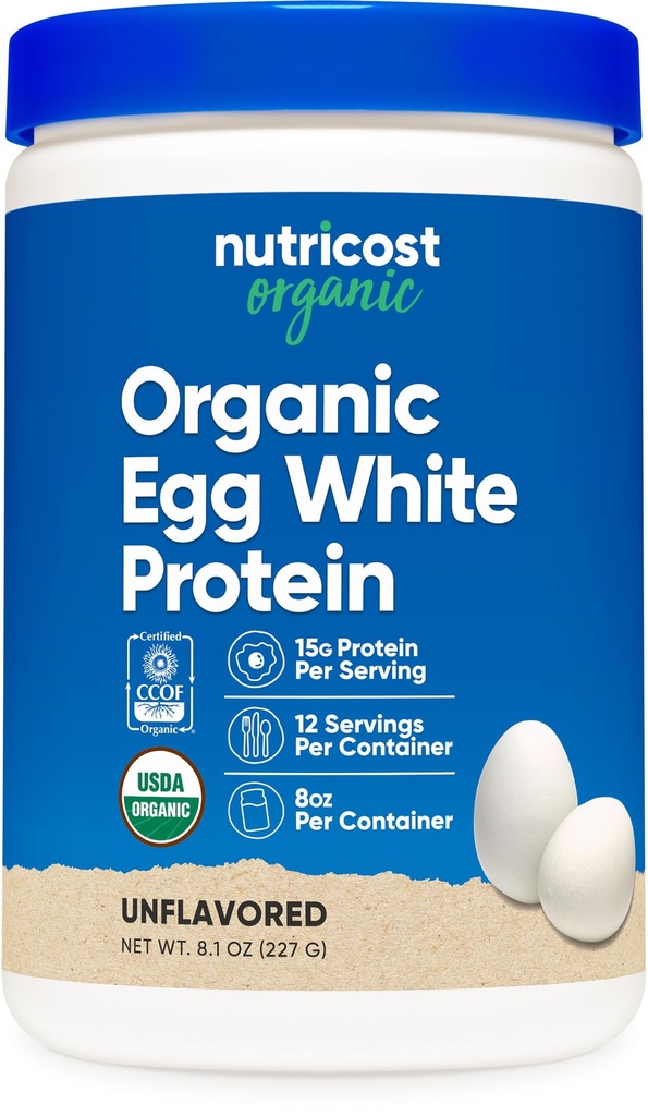 Nutricost Ekološki bel proteini v prahu 8oz (nearomatizirani) - 15 Gram proteini na serviranje, brez GSO, brez glutena