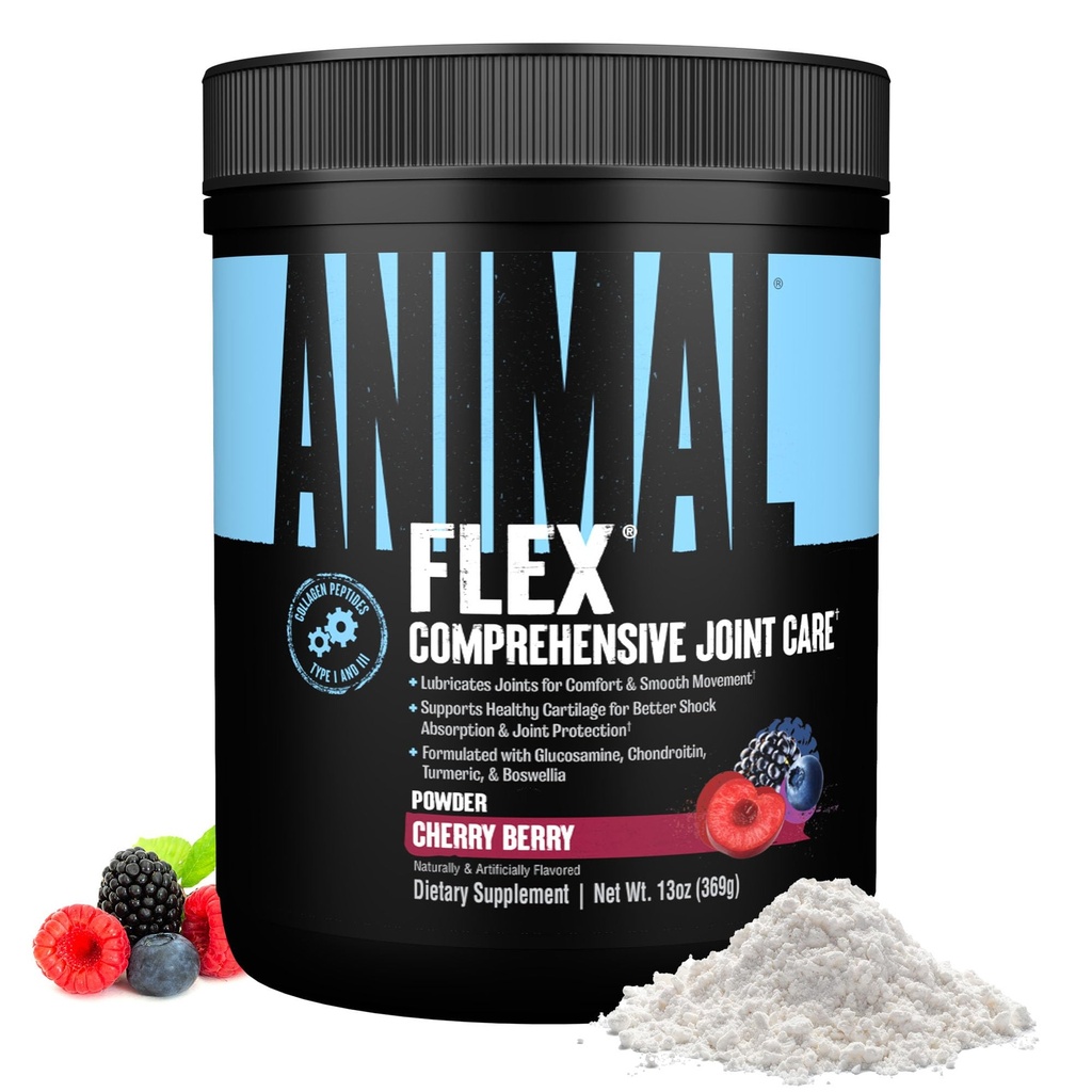 Animal Flex Powder - Skupna podpora za lajšanje bolečine, Popravila in obnavljanje mišic s kurkuma, Glukozamin, Chondroitin, MSM, Kolagen in Boswellia, Great Degusting Cherry Flavor, 30 Scoops