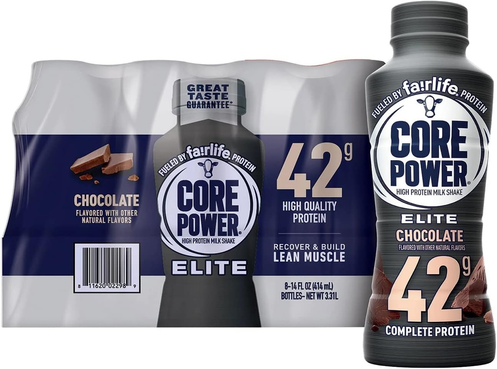 HRANILNI NAČRT ZA HRANO Jedrna moč Elite 42g. Beljakovinski šejk, čokolada - tekoča (14 fl. oz, 8 pk.)