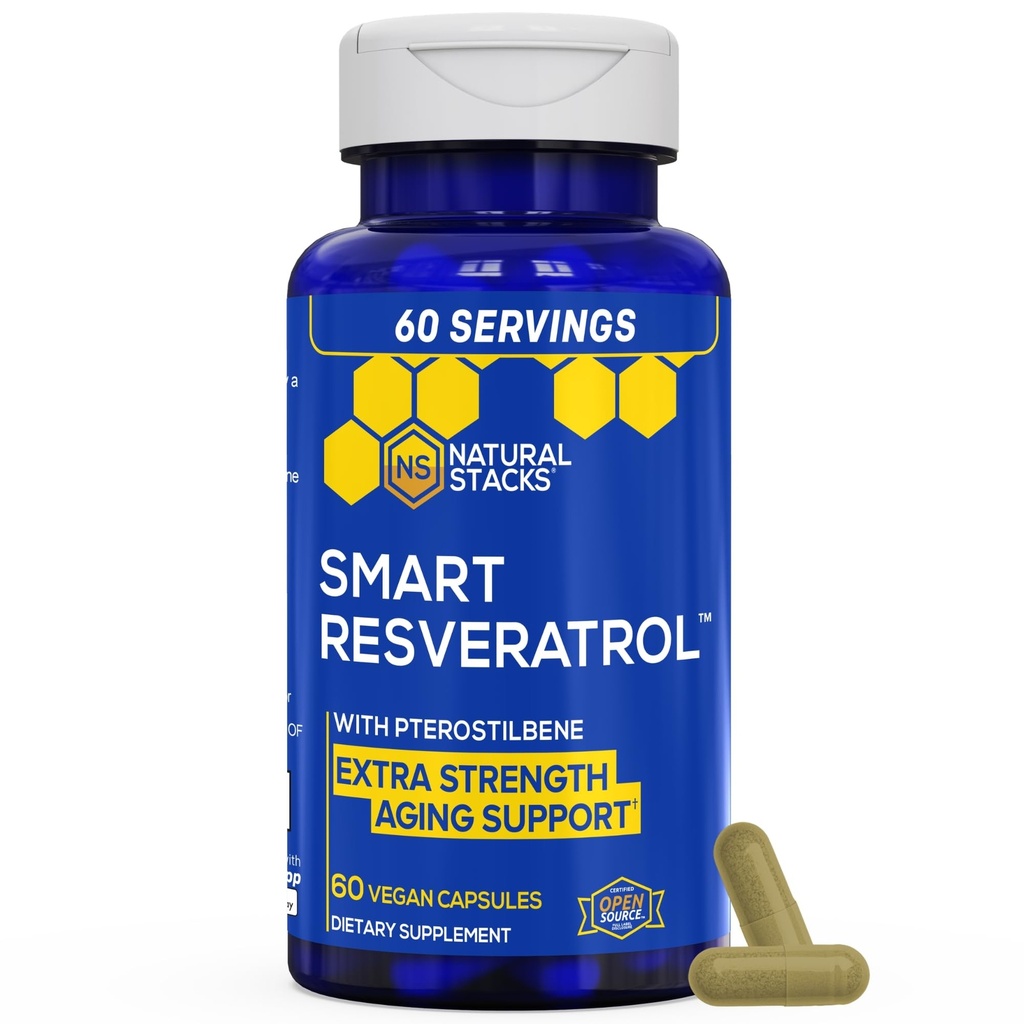 Resveratrol dodatek - 250mg Trans-Resveratrol & 10mg Trans-Pterostilben - Antioksidanti dodatek z 200mg izvleček rdečega vina - Dodatna podpora za staranje - 60 japonskih Knotweed kapsule