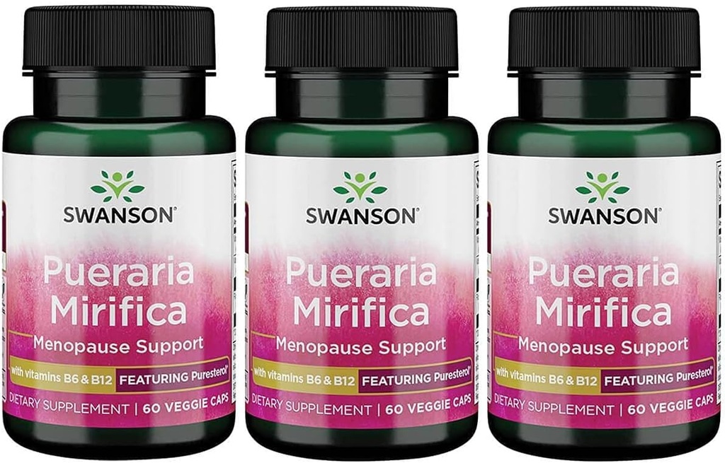 Swanson Pueraria Mirifica z B6 '&' B12 - Featuring Puresterol 60 Veg Caps 3 pakiranje