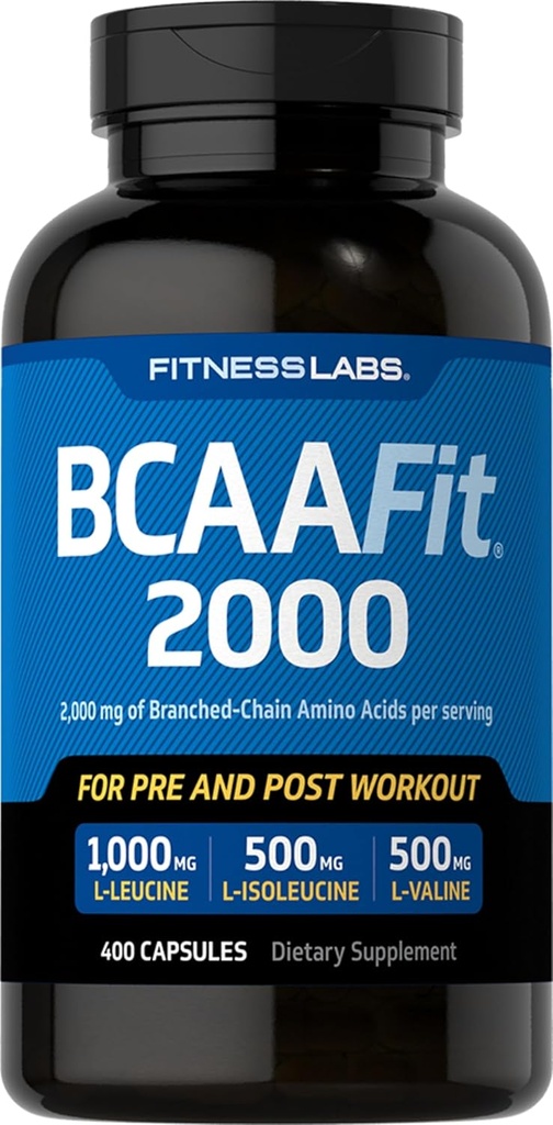Fitnes Labs BCAAFit 2000 – razvejane verige aminokislin za rast in okrevanje mišic* (400 kapsul)